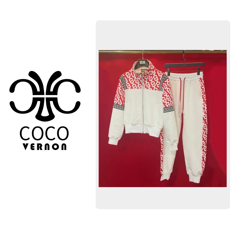 【VERNON COCO】Y10秋冬加绒立领提花休闲运动套装VN760