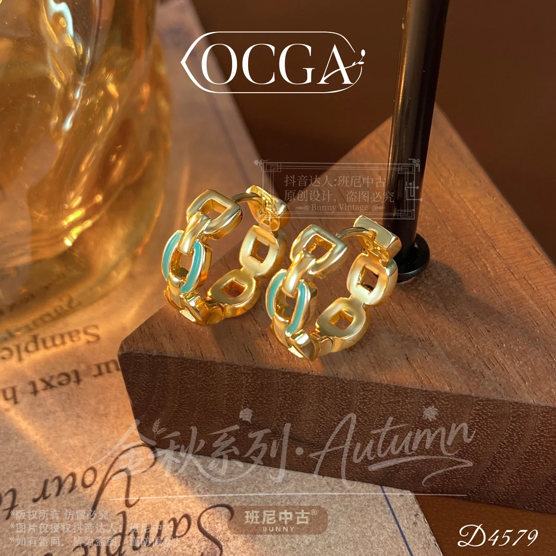 镀k金D4579法【蓝盈扣】秋冬OCGA 欧斯伽斯限定耳环