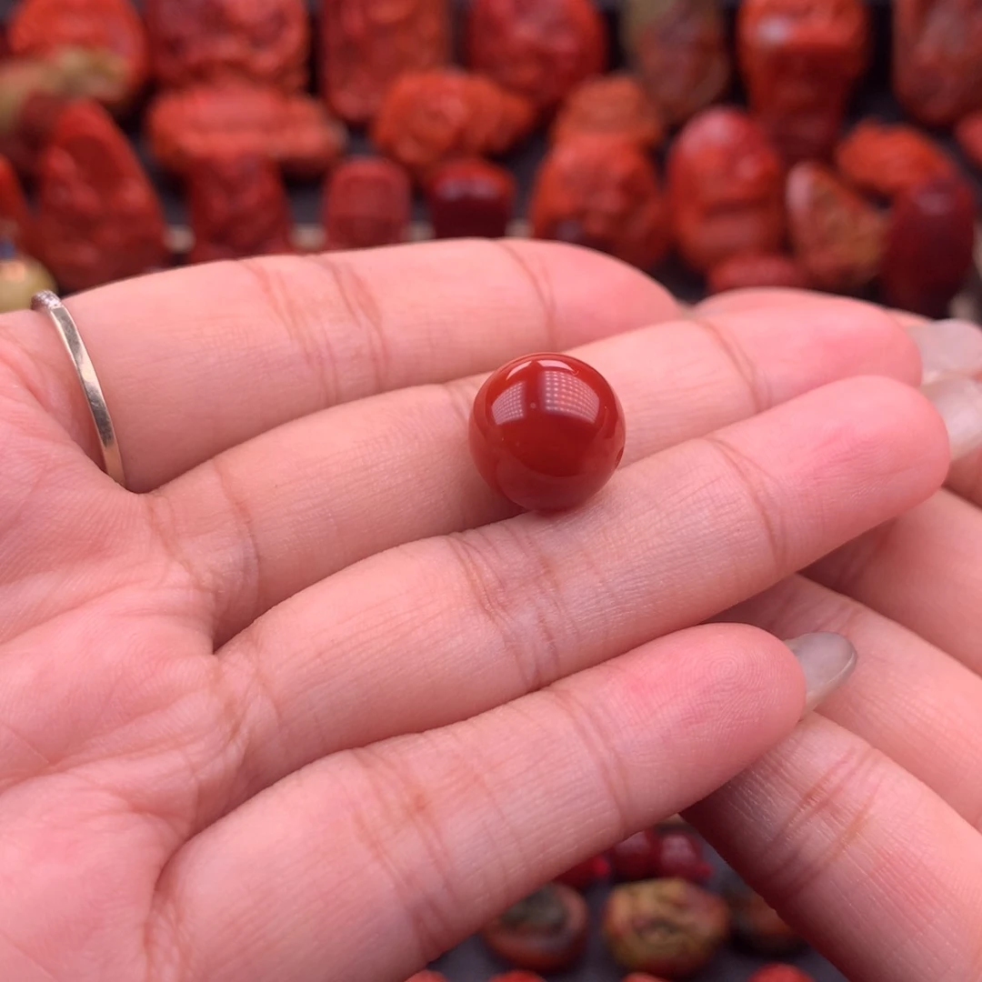 南红玛瑙南红川料原矿圆珠12.8mm未镶嵌