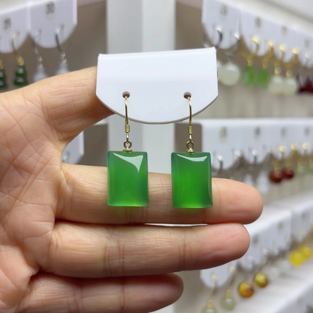 银S925镶嵌耳饰玛瑙/玉髓