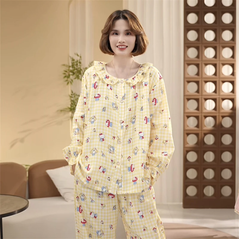 芙蓉世家【KT猫】秋季新品纯棉100舒适家居服可外穿