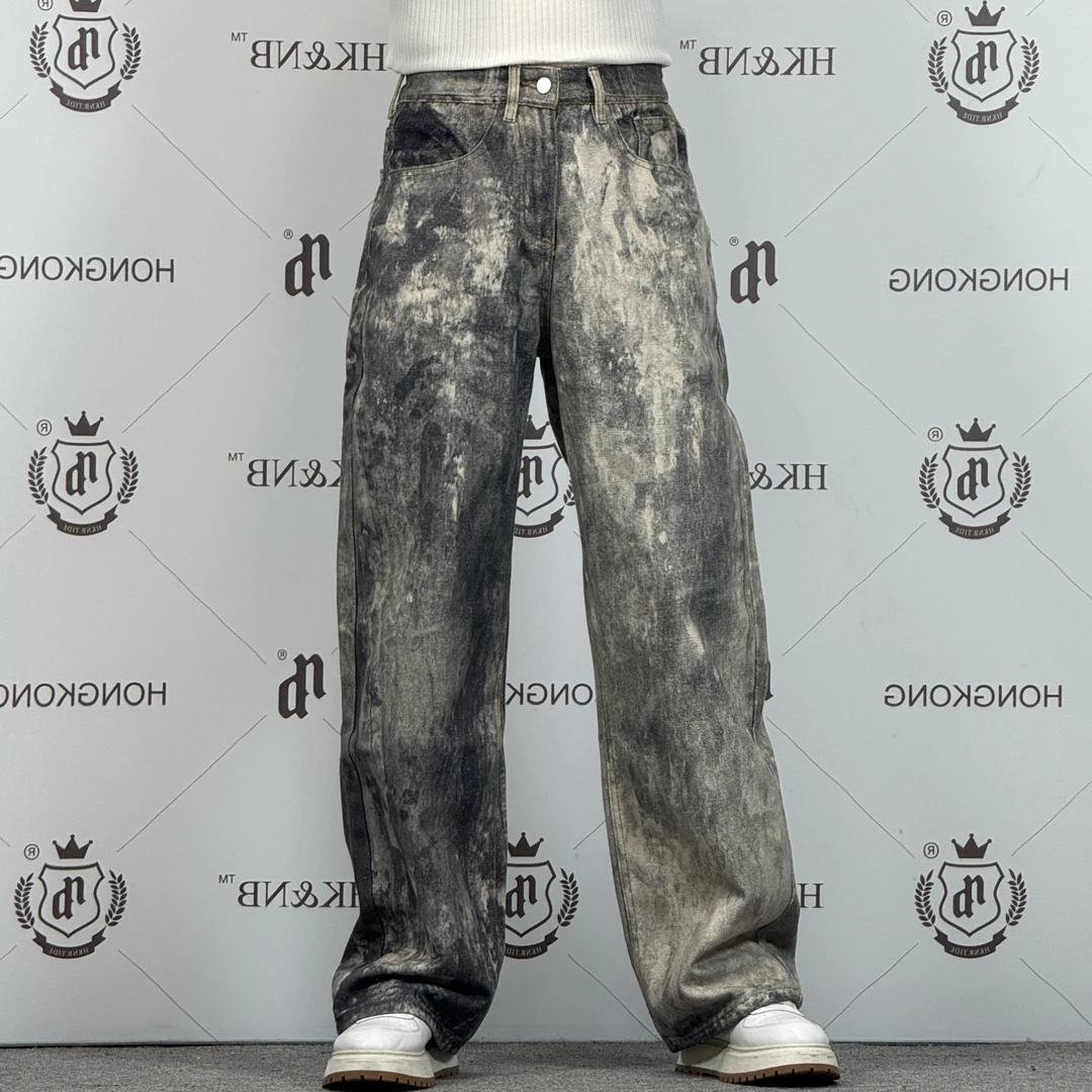 HK&NB x 艺术家系列 四季国风水墨画百搭情侣潮流时尚直筒牛仔裤