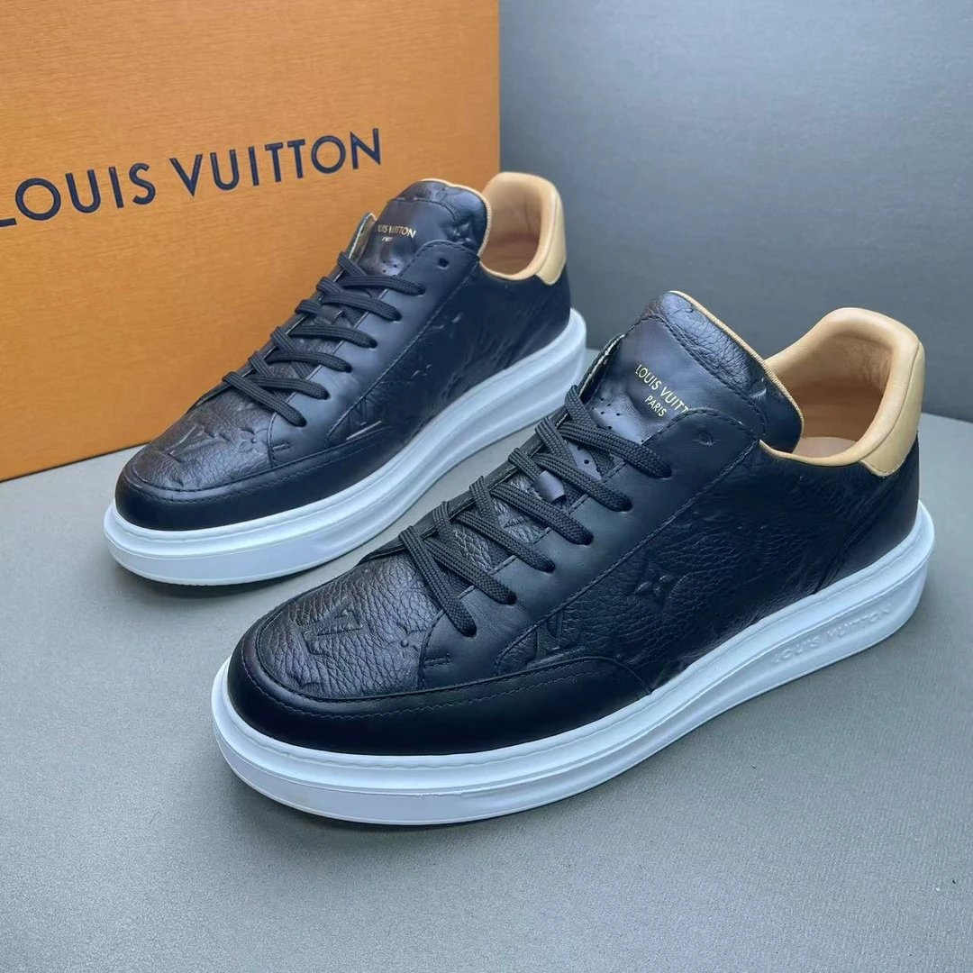 99新 LouisVuitton/路易威登 黑色皮面浮雕老花松糕鞋 40.5码