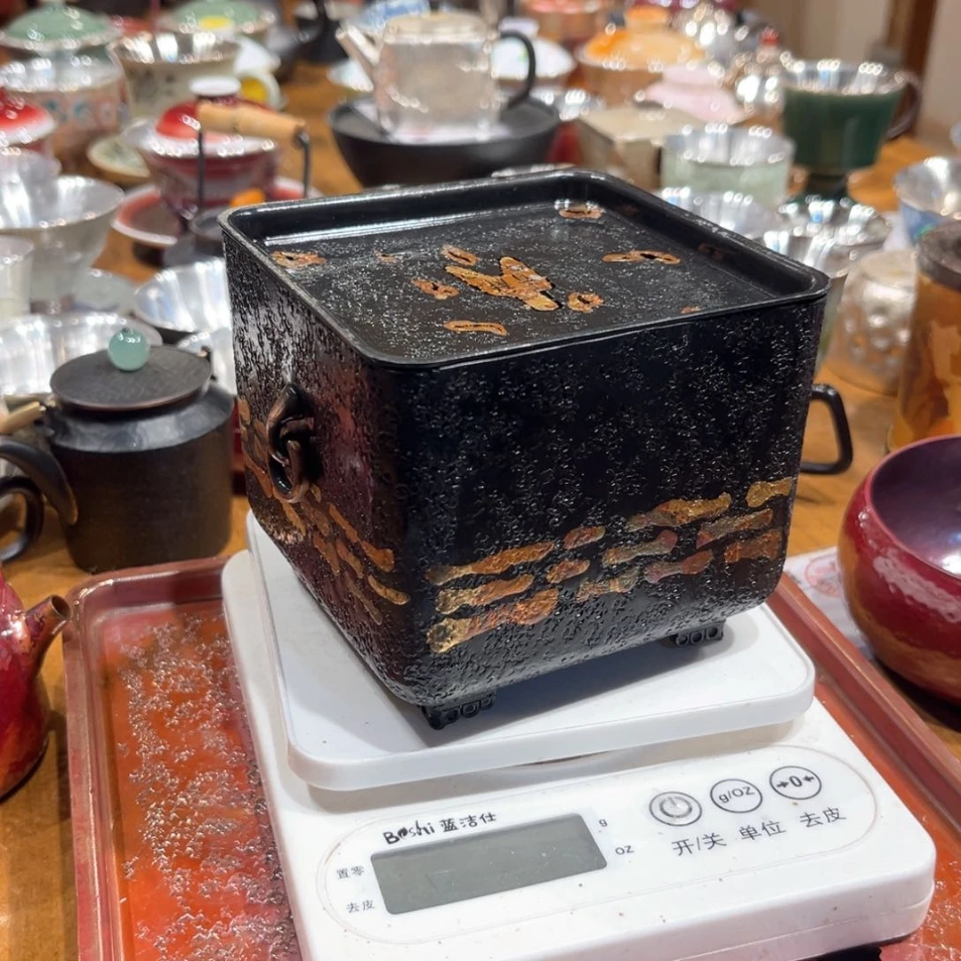 复古彩铜正方体壶承手工锻打工艺