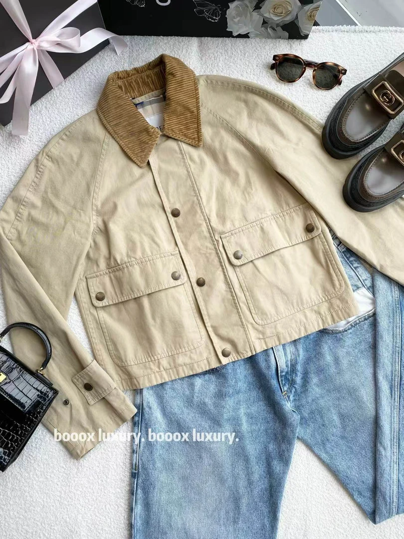 95新 BURBERRY/博柏利  pp1379 棉 灯芯绒衣领夹克 38码