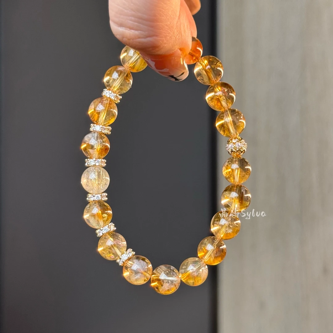 【小金罐】8mm黄水晶+8mm金发晶 原创设计天然水晶手串