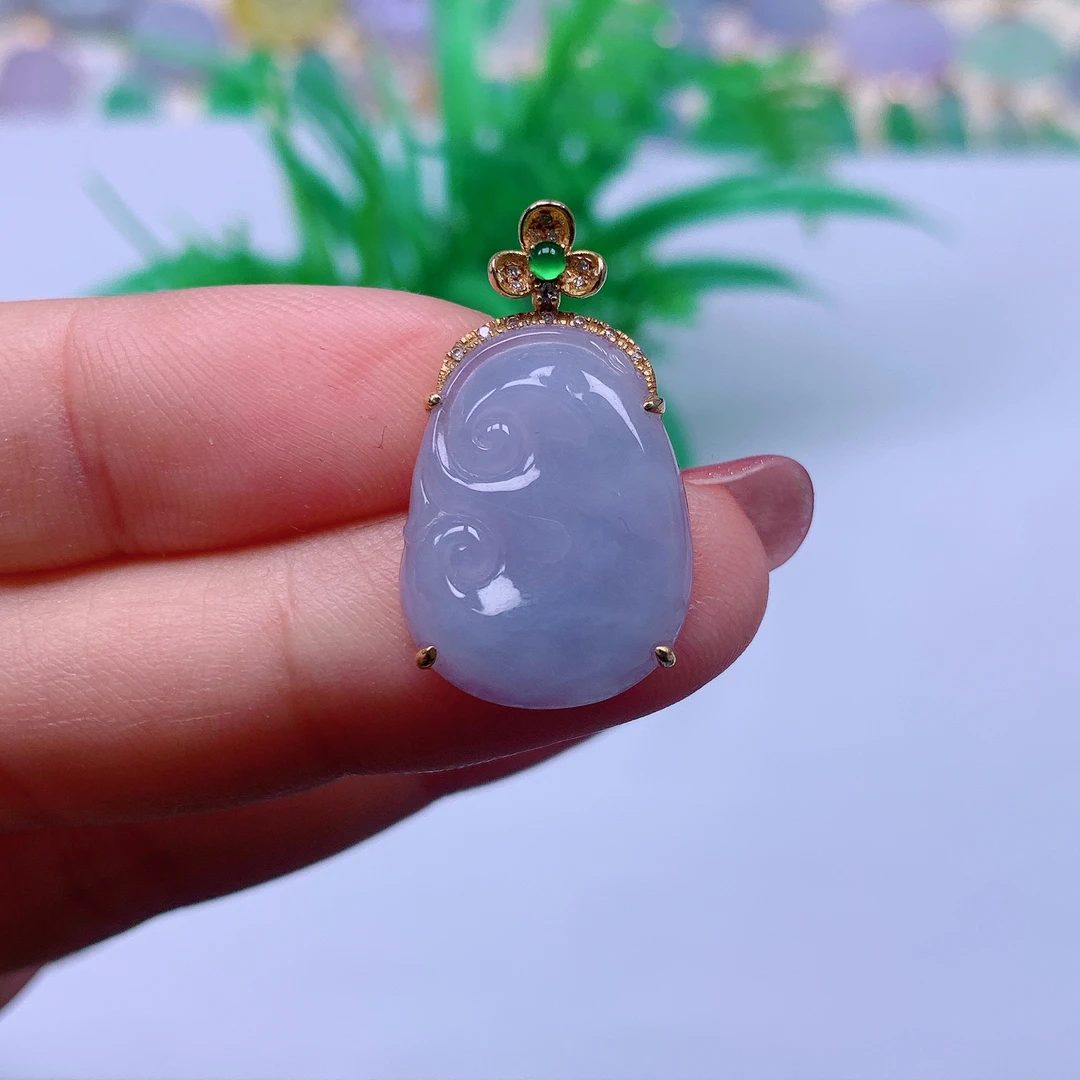 缅甸天然A货翡翠，紫罗兰如意 编号470/223尺寸26.7-15.5-4.3