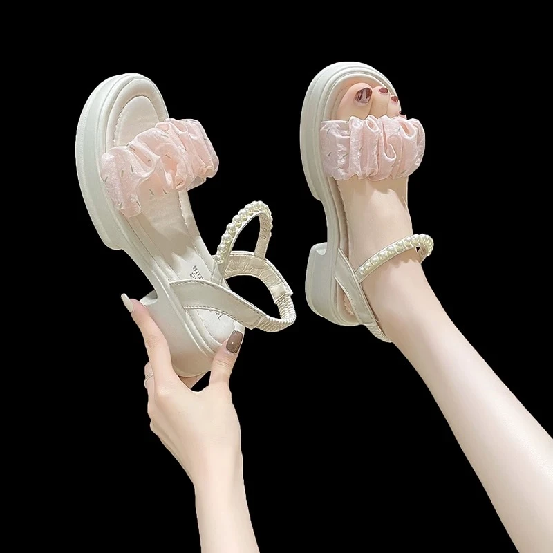 罗马凉鞋松紧设计气质仙女风厚底简约816