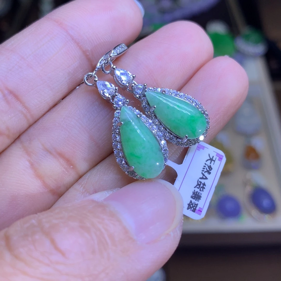 翡翠戒指银S925镶嵌翡翠