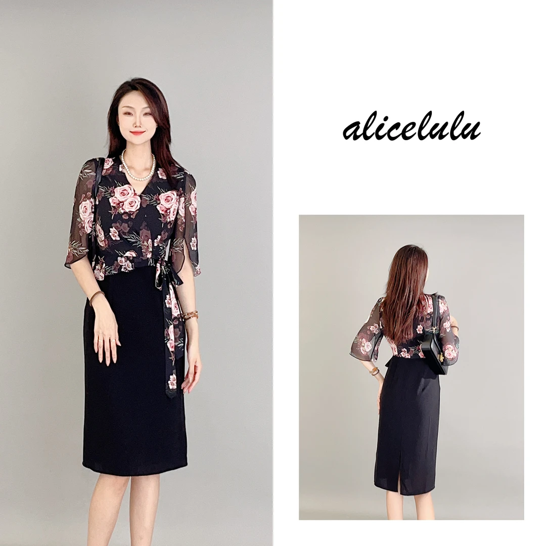 [alicelulu] “玫瑰花语”连衣裙 优雅浪漫 气质通勤 S1033936W