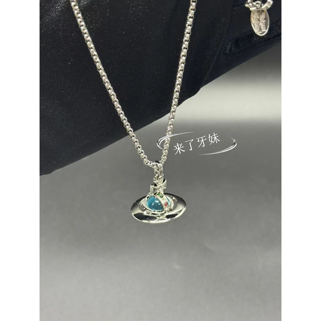 合金项链 YM【湖水蓝中号项链XL408】轻奢时尚百搭小众欧美小众