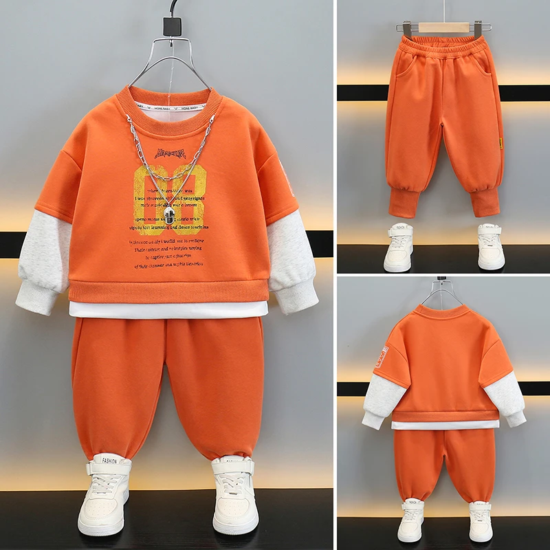 男童春装卫衣套装2025新款时髦儿童装男孩帅气春秋款运动两件