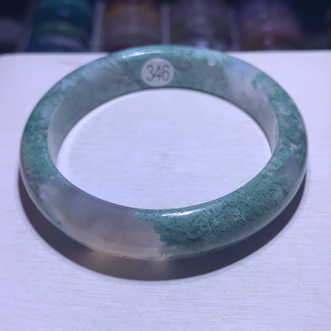 水晶银S925镶嵌手镯水草玛瑙58圈346