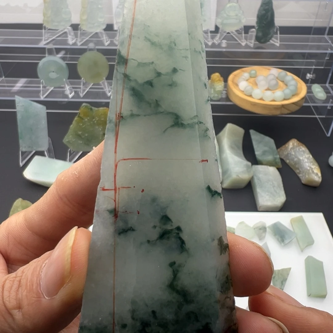 翡翠裸石缅甸翡翠A货飘花老种料子