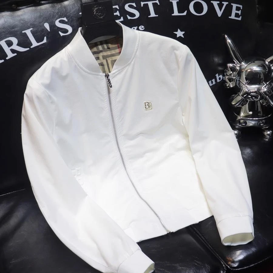 玛加西曼特白色外套棒球领休闲修身刺绣短款夹克男百搭男士潮流