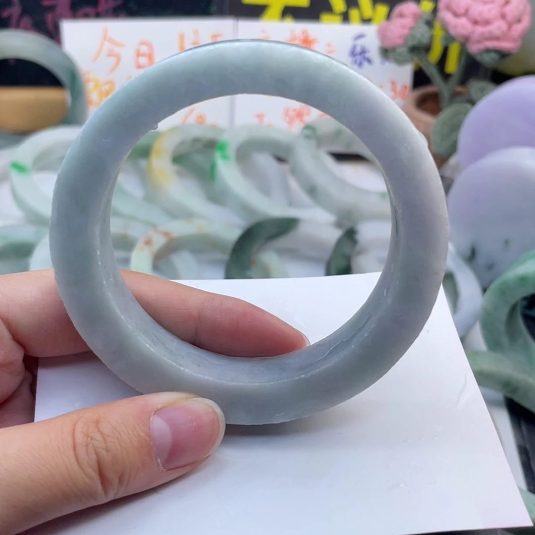 定制翡翠未镶嵌纯天然A货翡翠手镯海蓝之谜59-63