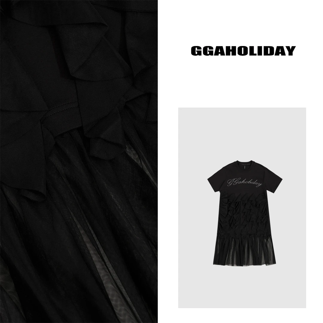 【上新】GGAHOLIDAY夏季气质时尚显瘦复古设计感短袖连衣裙-152520