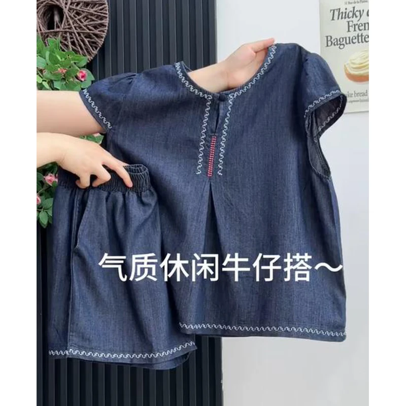 法式高级感牛仔套装女气质2025夏季新款时尚休闲上衣短裤子两件套