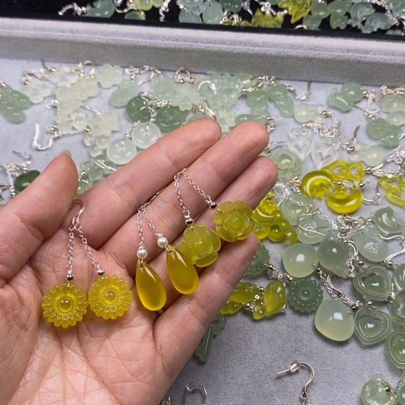 【闪购商品】蛇纹石玉挂件耳饰耳环项链未镶嵌刘*玲
