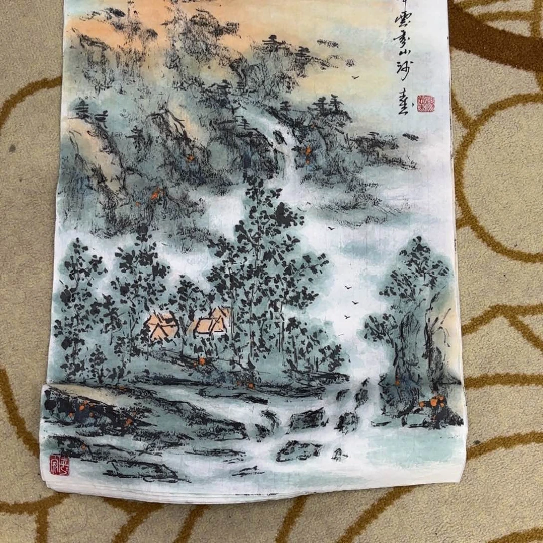 国画杨志杰四尺三开山水艺