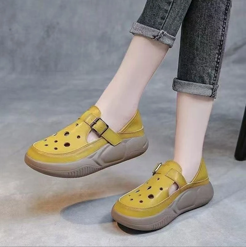 【撤柜时尚凉鞋正品好货】女夏新款透气镂空两穿洞洞鞋