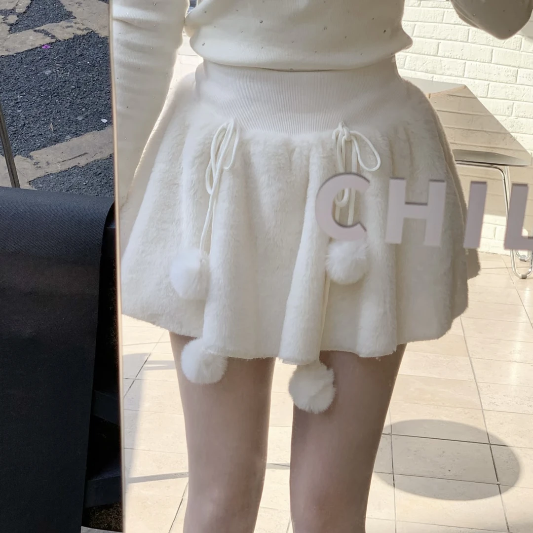 公主裙半身裙高腰少女风裙百搭秋冬极简风加绒短裙