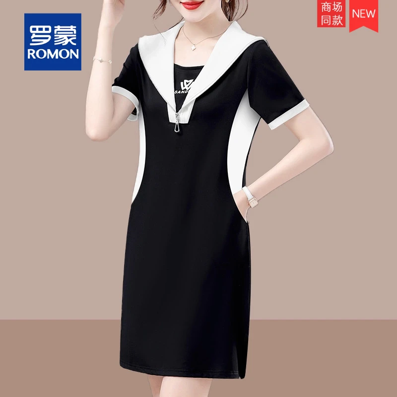 2025夏季新款短袖连衣裙女气质减龄修身显瘦高档时尚休闲女士裙子