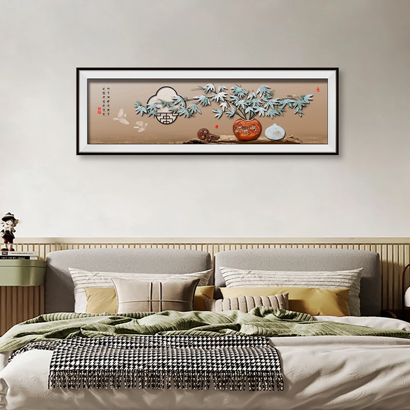 九头鸟玉雕画《竹影清风》沙发背景玄关卧室餐厅茶室办公室装饰挂画