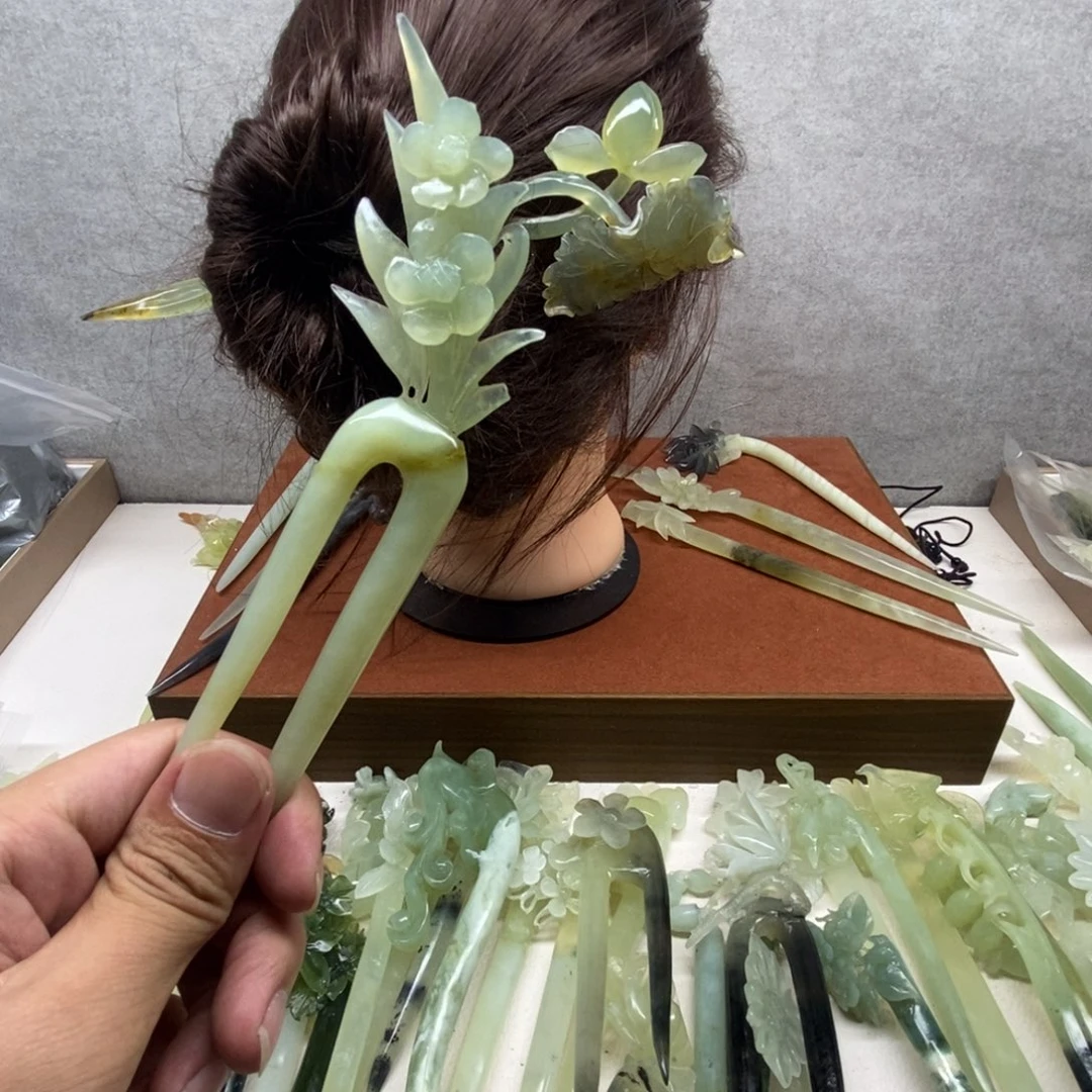 蛇纹石玉未镶嵌发饰
