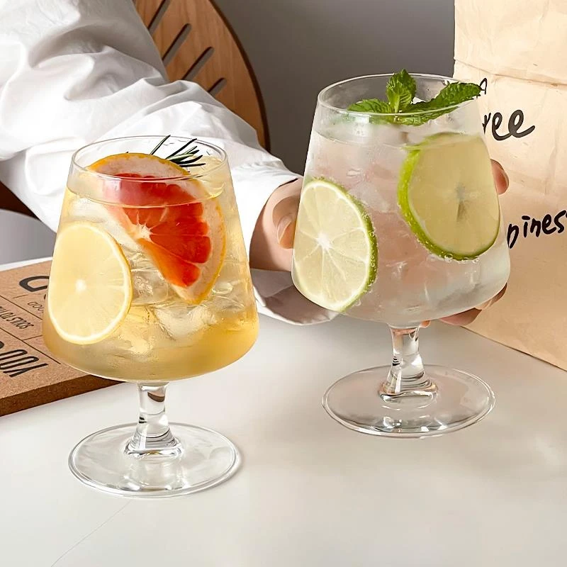 ins风菱形矮脚玻璃杯饮品杯高颜值鸡尾酒杯冷咖啡杯苏打气泡水杯