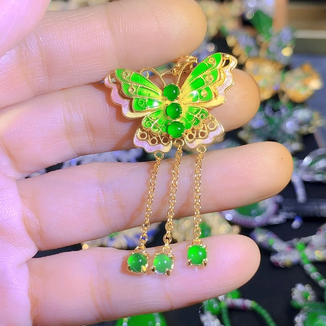 吊坠(不含链)银S925镶嵌翡翠