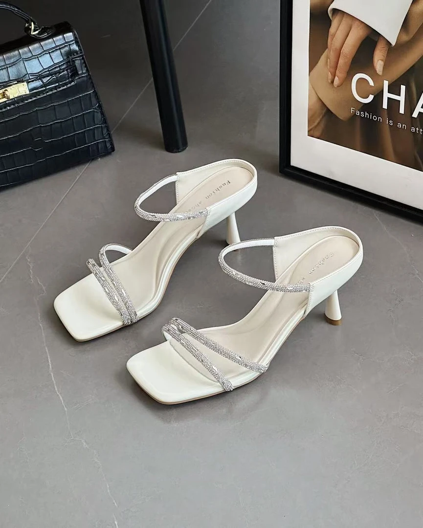 【星·Star】3317仙女风水钻凉鞋气质细跟高跟方头配裙子