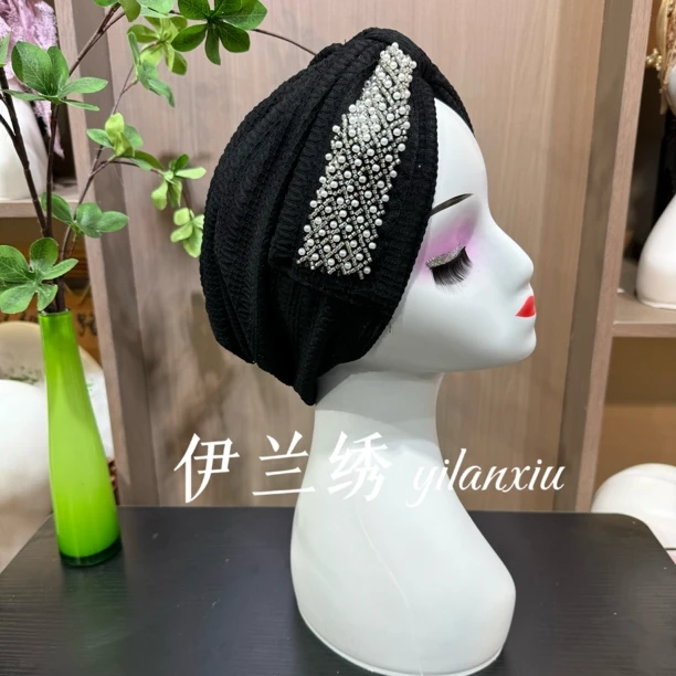 n26- 新款印度配饰百搭女士时尚网红洋气蝴蝶结帽子包头针织头巾