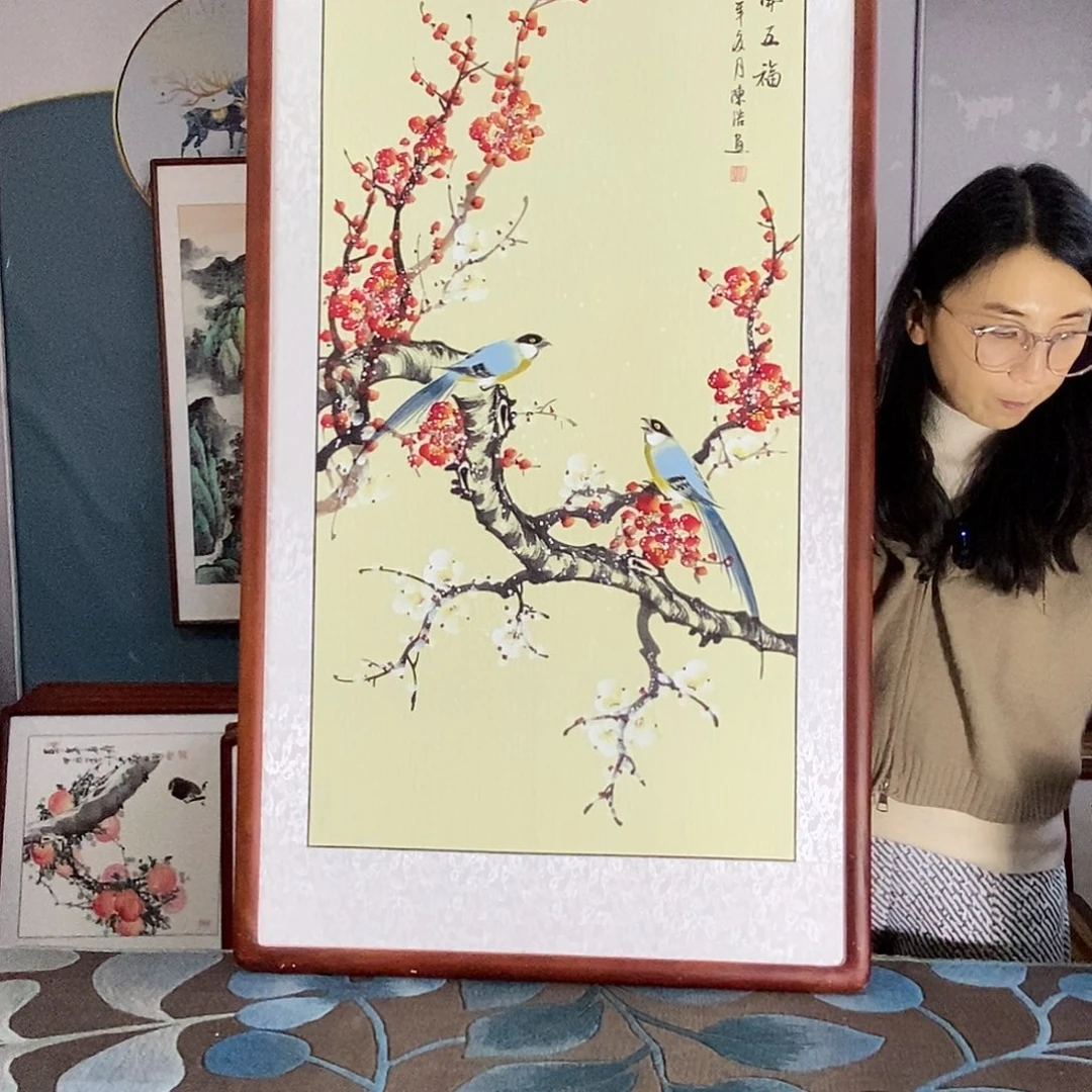 国画手写手绘带框包邮国画作品62✖️122