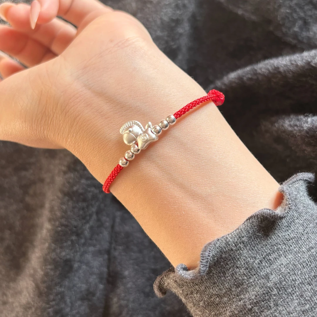 足银手链 本命年红绳女2026生肖马年纯银999手链新年礼物吉祥招财