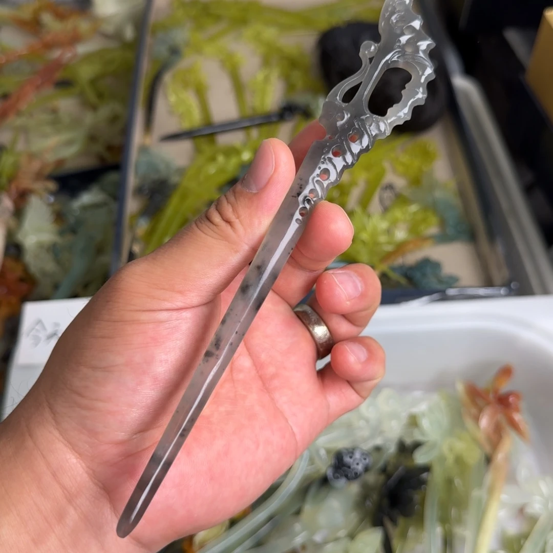 岫玉未镶嵌发饰明君玉簪就是好看