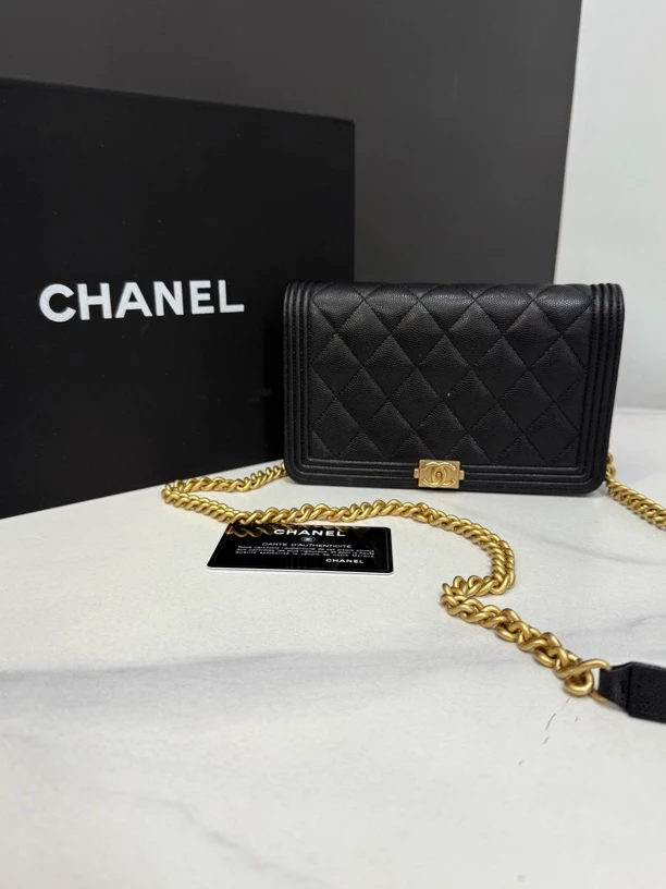 95新 Chanel/香奈儿 黑金Leboy扣Woc包30开卡19cm/JJ5032901