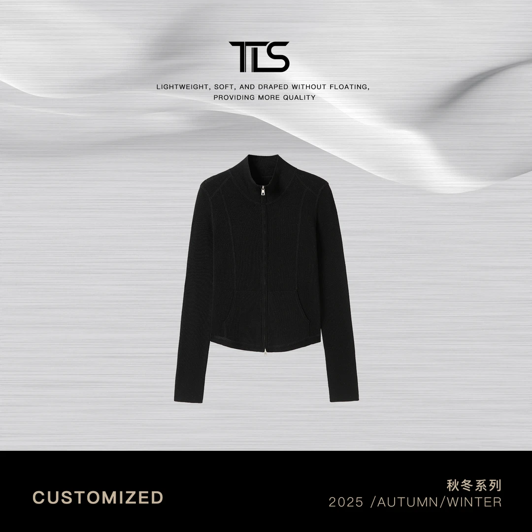 TT【露露毛衫】18针扬子纱羊毛巨显瘦时尚修身拉链开衫外套MY5125