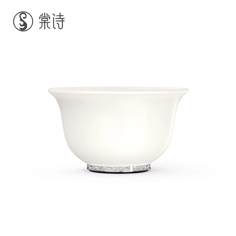 棠诗压手杯羊脂玉白瓷功夫茶杯大容量高端个人专用高档轻奢泡茶杯