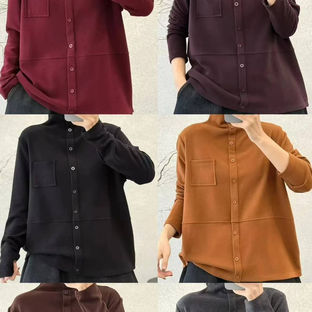 1110半高领加厚德绒打底衫女