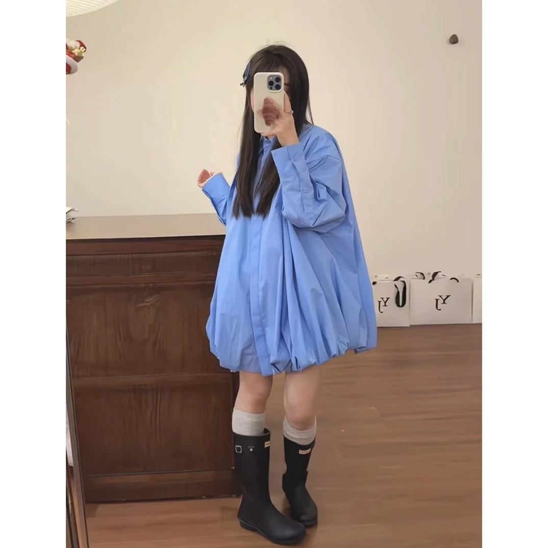 韩系独特单穿高级感小香风polo领花苞下摆衬衫➕星星裤