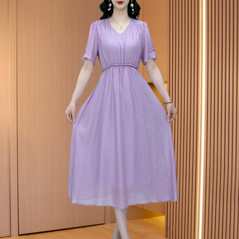 2025减龄女装爆款紫色连衣裙女春夏装新款高端气质名媛显瘦裙子