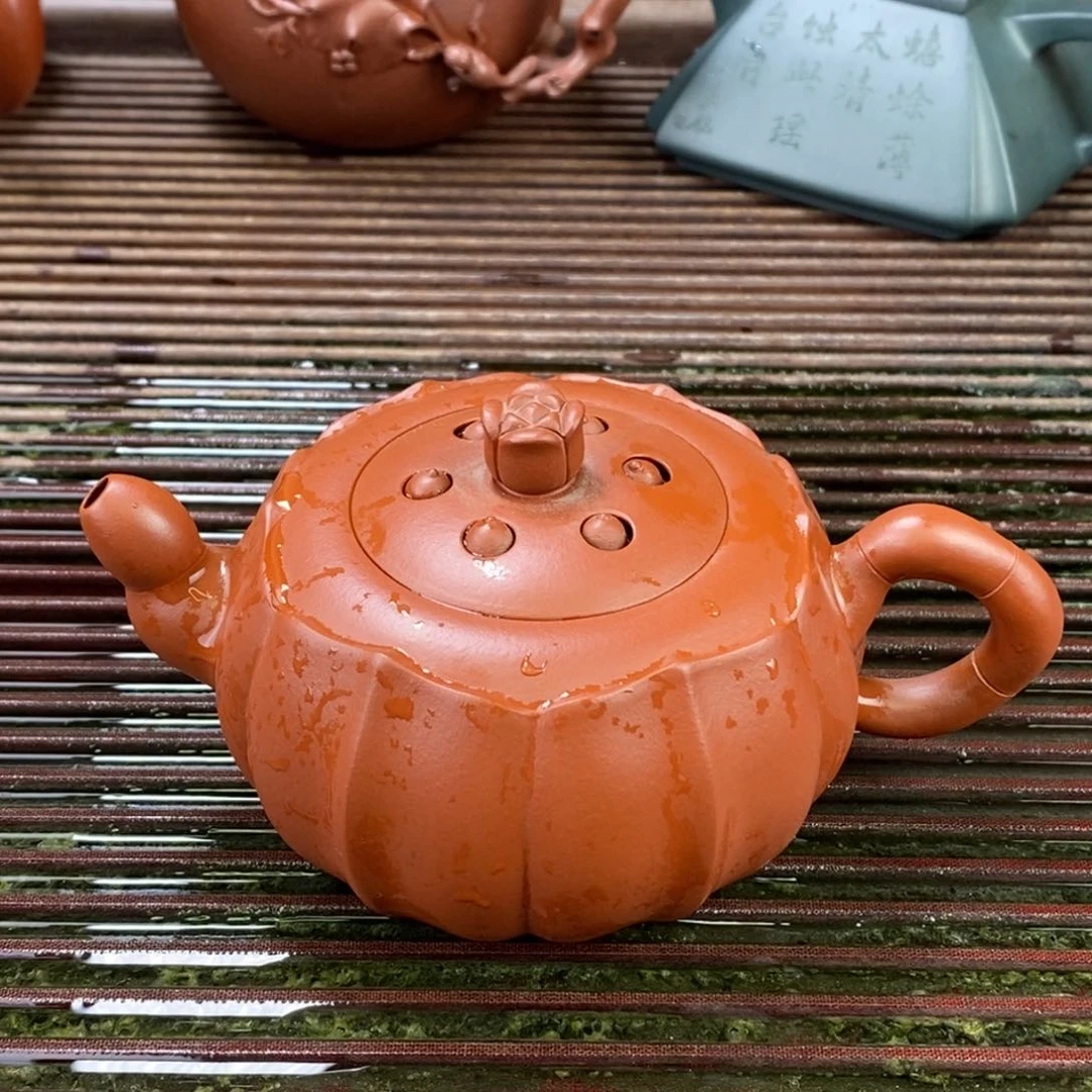 茶壶紫砂白6 莲子 朱泥