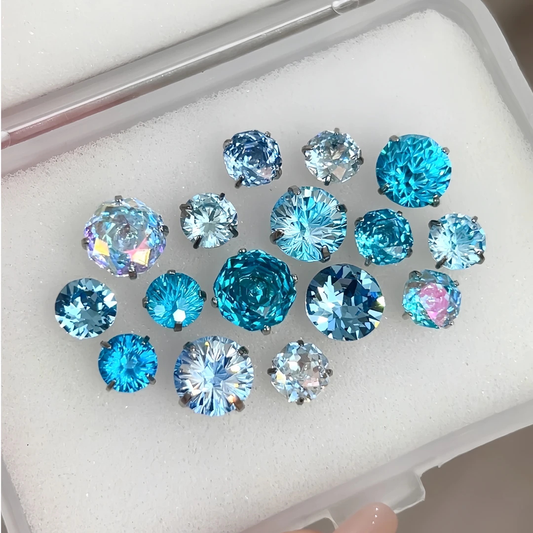 钛钢耳饰 RING RING深海秘境耳骨钉蓝色耳钉极简风