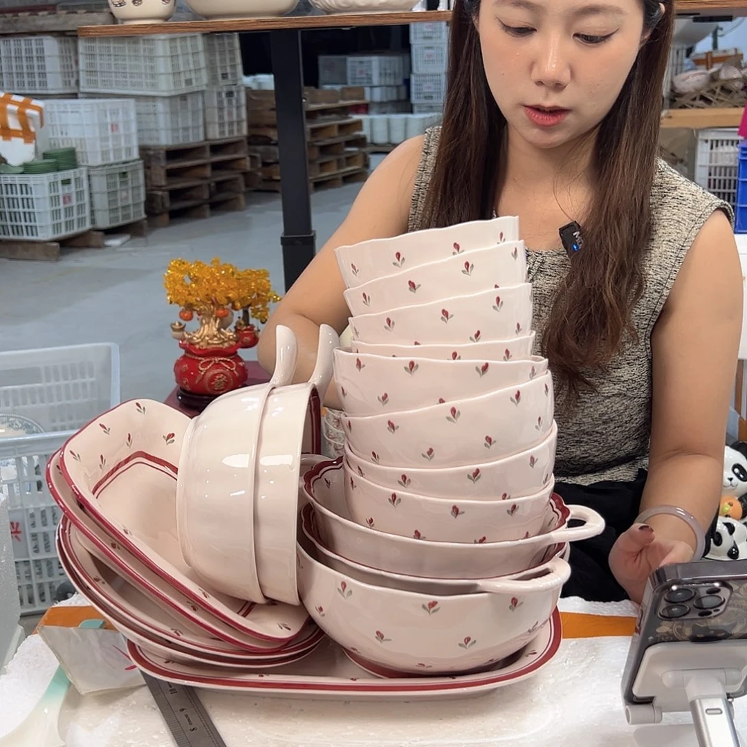 潮州微瑕陶瓷餐具18件套