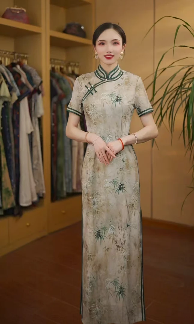 斑竹 日常气质文艺显瘦国风复古旗袍