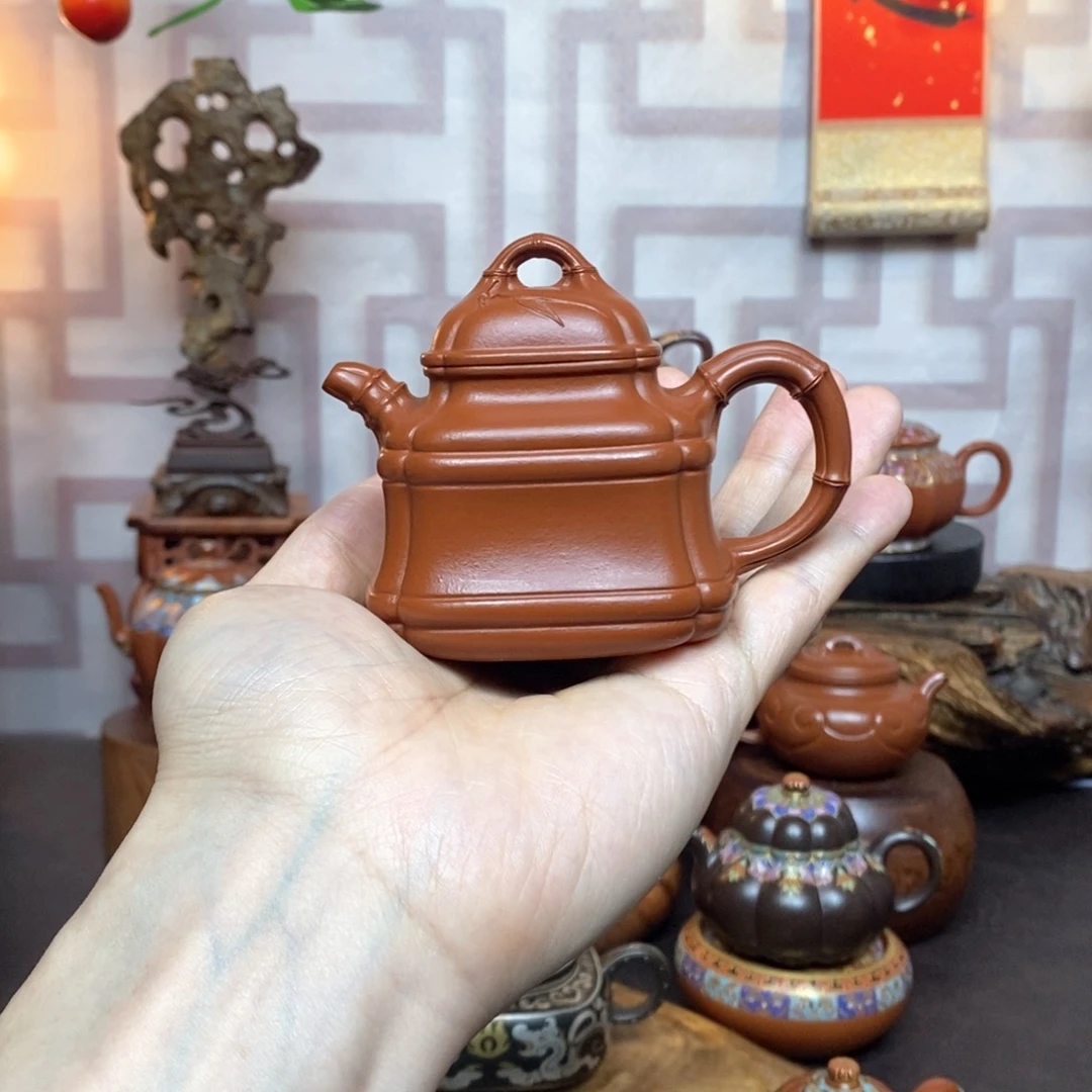 紫砂茶具朱泥四方竹鼎