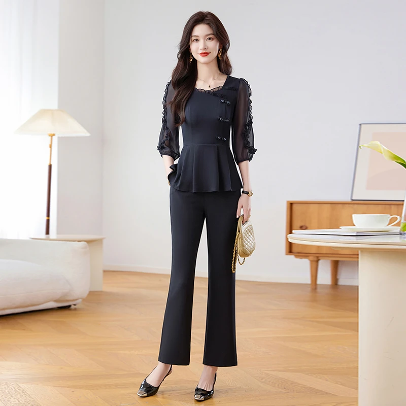 【上衣+裤子】优雅新款气质时尚休闲收腰显瘦套裤21258