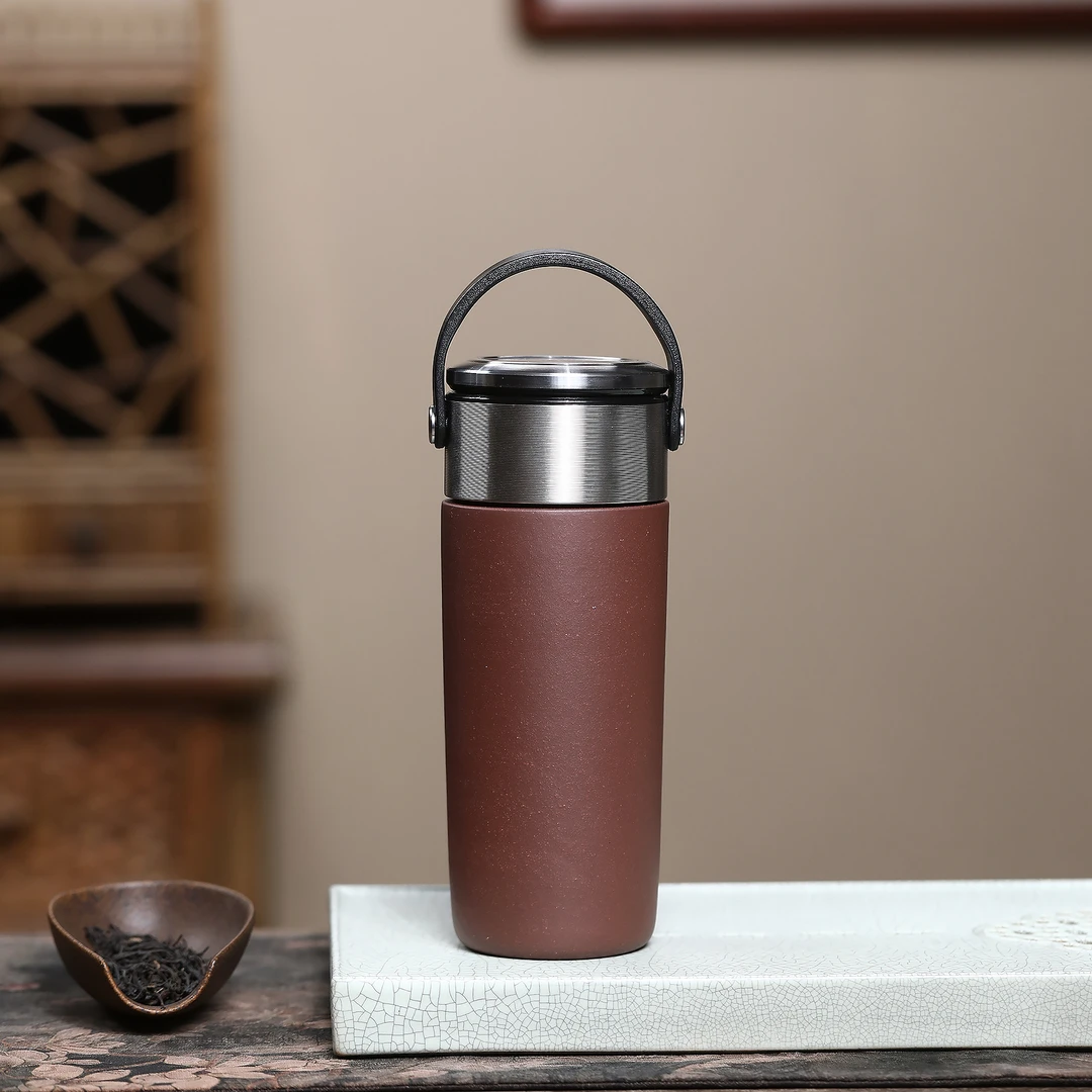 宜兴原矿紫砂双层车载杯300cc左右