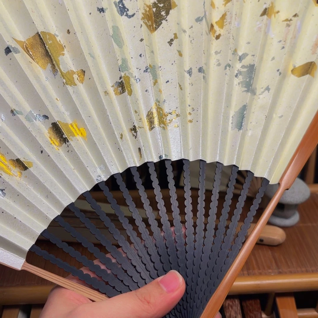 扇子白撒金龙鳞老川料158